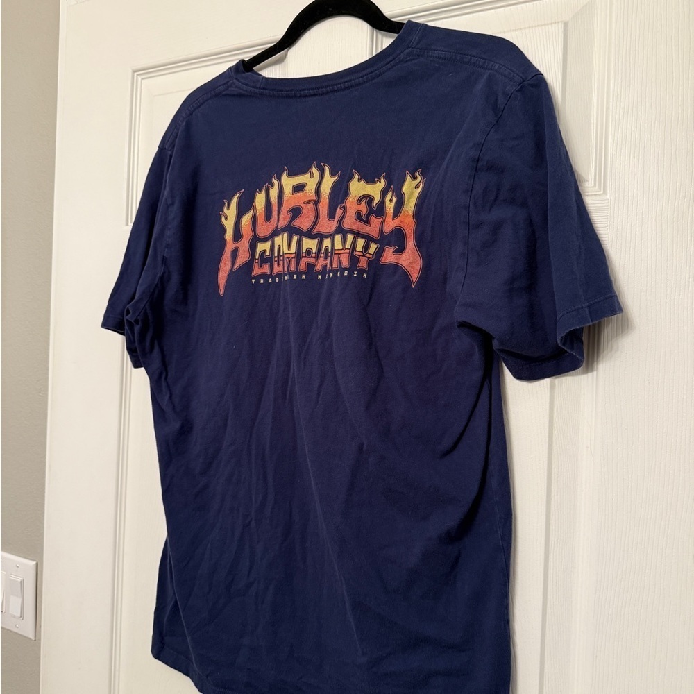 Hurley Blue Short Sleeve Tee Classic Crew Neck - Picture 3 of 5